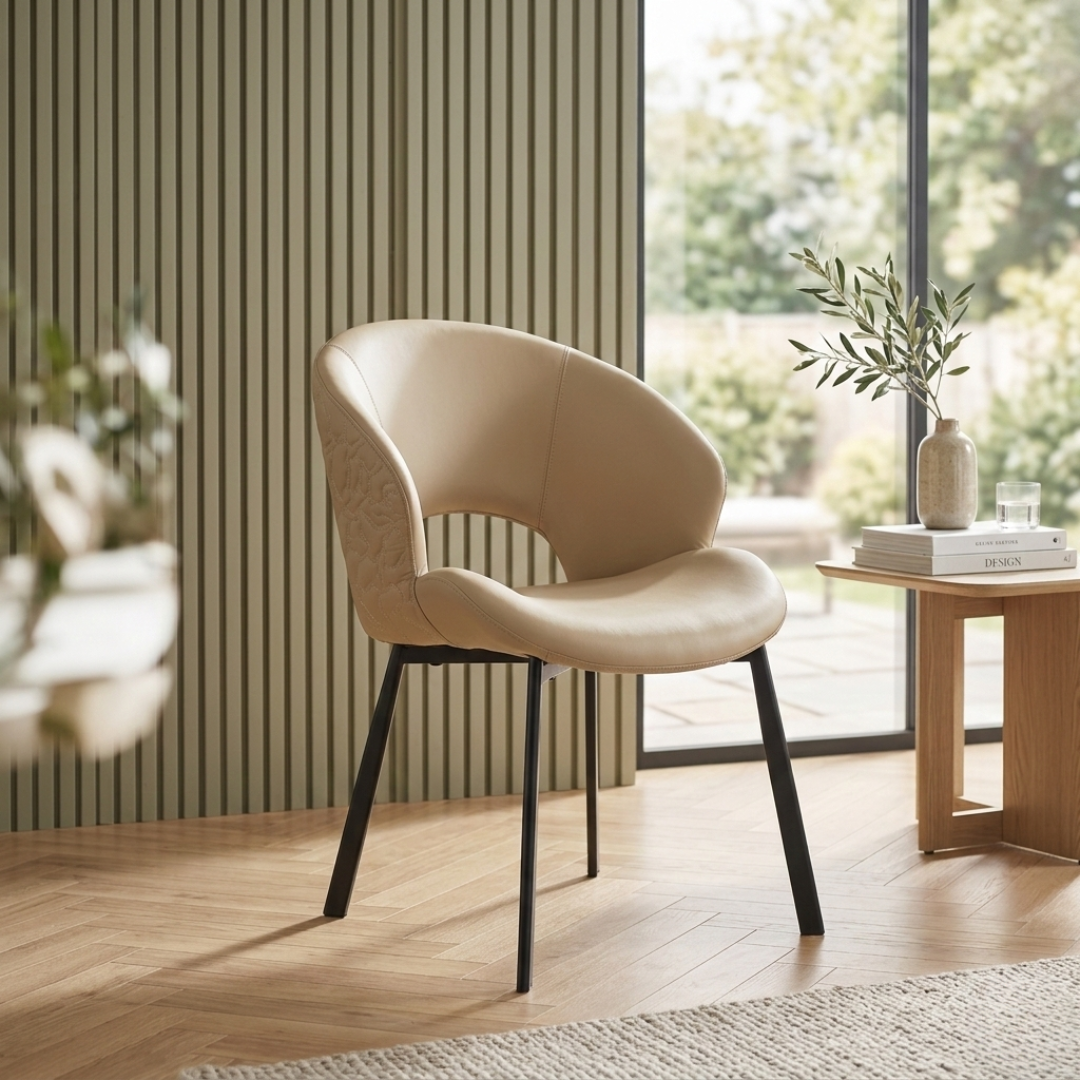 Besta – Ergonomisk Spisestuestol i Beige Skinn