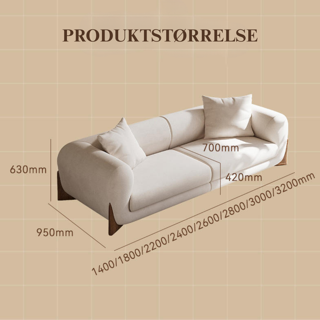 Sienna – Elegant 3-seter sofa i kremhvitt tekstil med tredetaljer